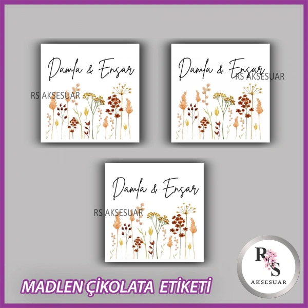 48 Adet - Nikah Nişan Söz Çikolata İsim Etiketi - Sticker - CE50