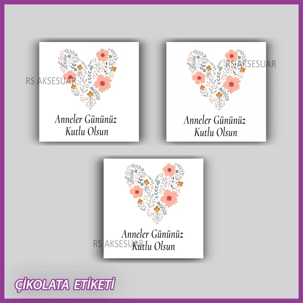 48 adet - Anneler Günü Hediyelik Çikolata Etiketi