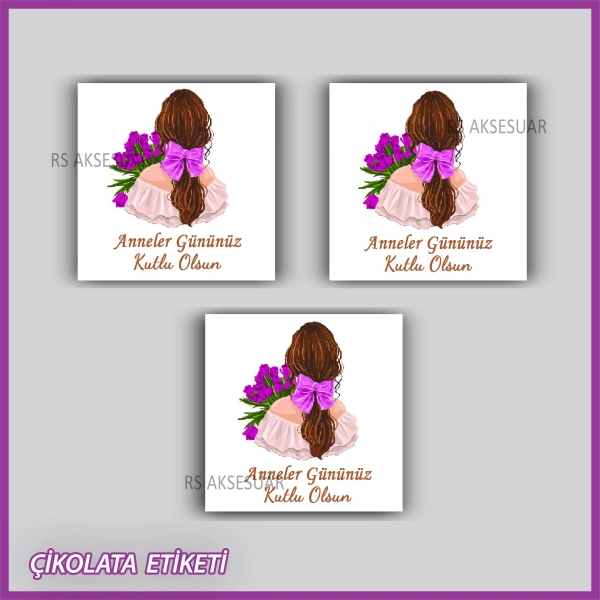 48 adet - Anneler Günü Hediyelik Çikolata Etiketi