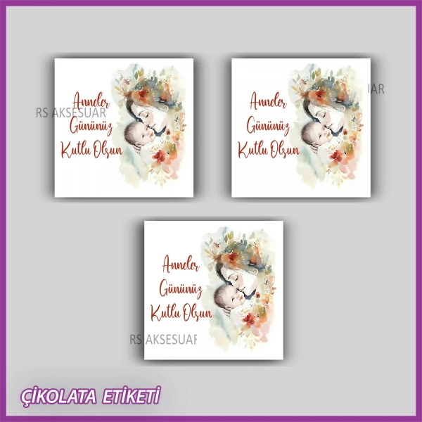 48 adet - Anneler Günü Hediyelik Çikolata Etiketi
