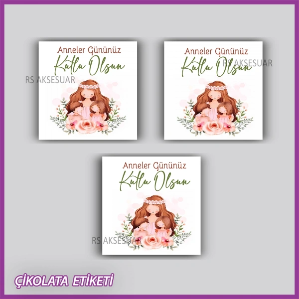 48 adet - Anneler Günü Hediyelik Çikolata Etiketi