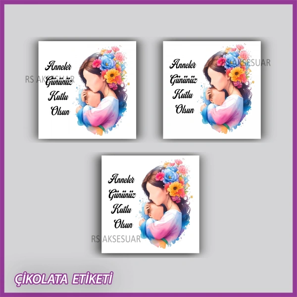 48 adet - Anneler Günü Hediyelik Çikolata Etiketi