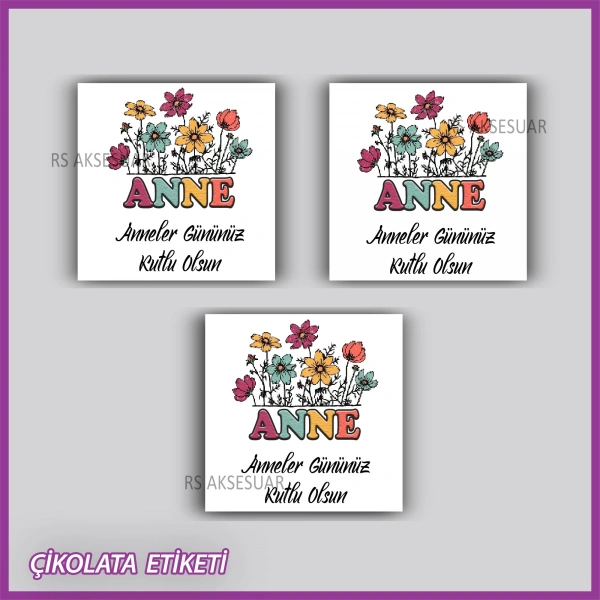48 adet - Anneler Günü Hediyelik Çikolata Etiketi