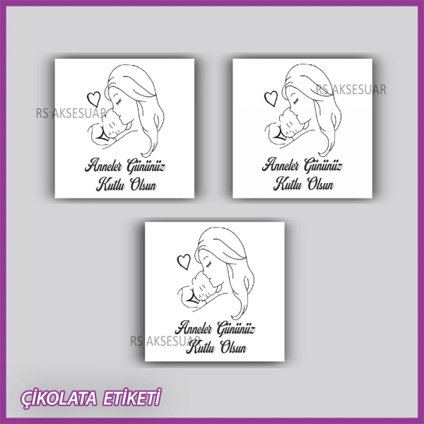 48 adet - Anneler Günü Hediyelik Çikolata Etiketi
