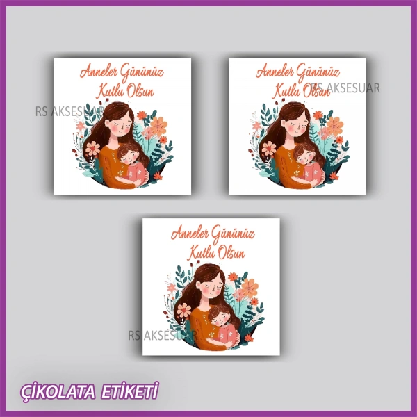 48 adet - Anneler Günü Hediyelik Çikolata Etiketi