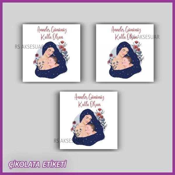 48 adet - Anneler Günü Hediyelik Çikolata Etiketi