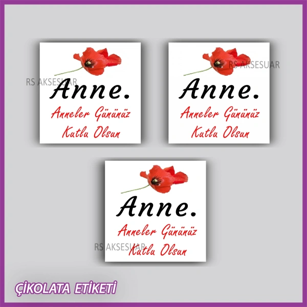48 adet - Anneler Günü Hediyelik Çikolata Etiketi