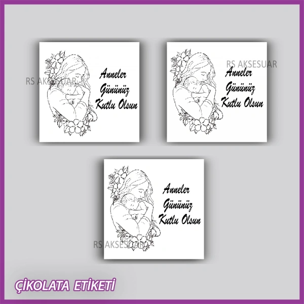 48 adet - Anneler Günü Hediyelik Çikolata Etiketi