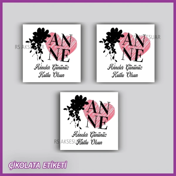 48 adet - Anneler Günü Hediyelik Çikolata Etiketi
