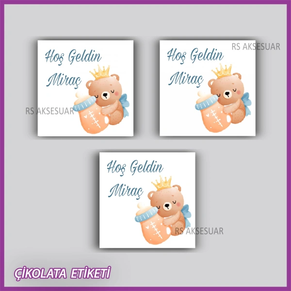 48 Adet - Bebek Çikolata İsim Etiketi - Sticker