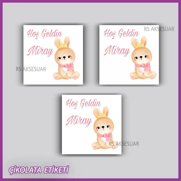 48 Adet - Bebek Çikolata İsim Etiketi - Sticker