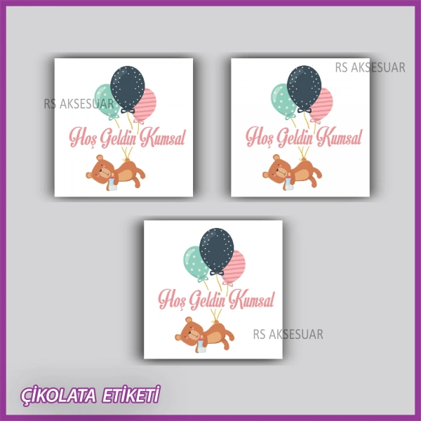 48 Adet - Bebek Çikolata İsim Etiketi - Sticker