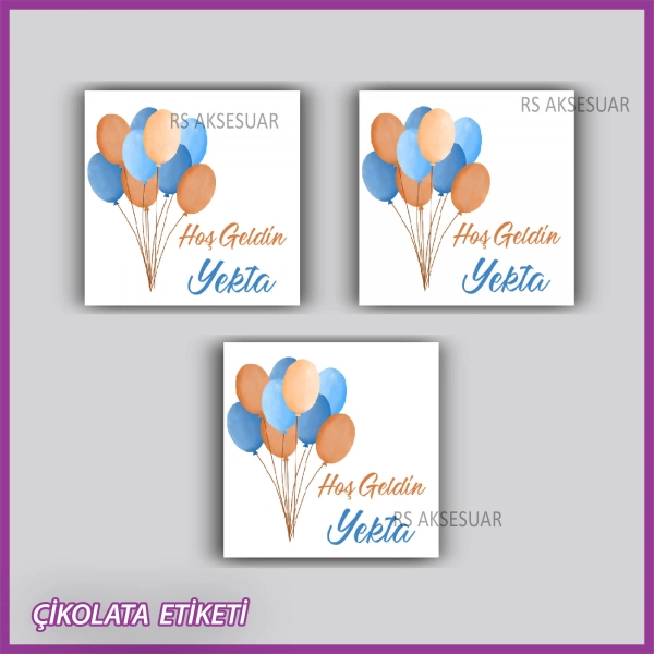 48 Adet - Bebek Çikolata İsim Etiketi - Sticker - rs5551