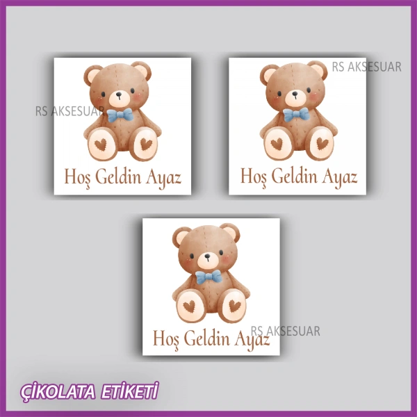 48 Adet - Bebek Çikolata İsim Etiketi - Sticker - rs5557