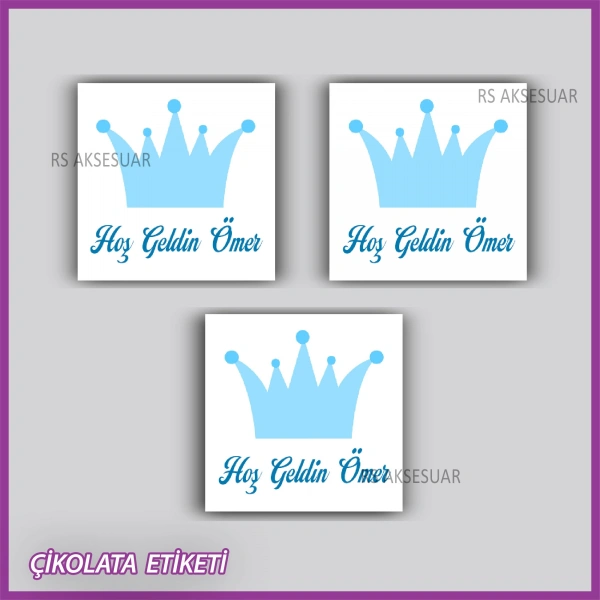 48 Adet - Bebek Çikolata İsim Etiketi - Sticker - rs5556