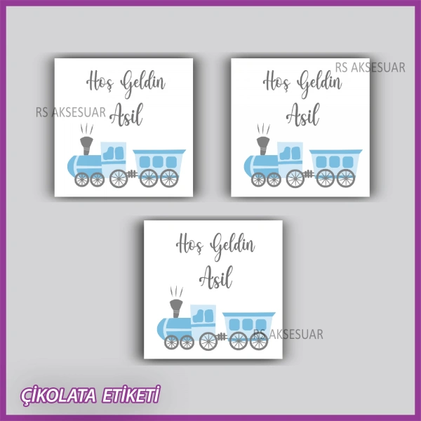 48 Adet - Bebek Çikolata İsim Etiketi - Sticker - rs5554