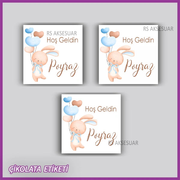 48 Adet - Bebek Çikolata İsim Etiketi - Sticker