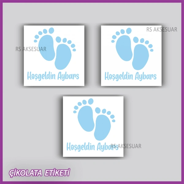 48 Adet - Bebek Çikolata İsim Etiketi - Sticker - rs5559