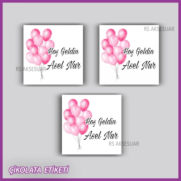48 Adet - Bebek Çikolata İsim Etiketi - Sticker