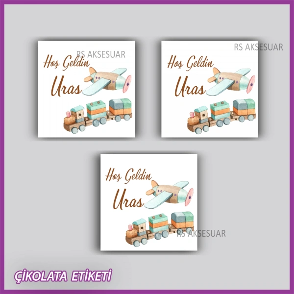 48 Adet - Bebek Çikolata İsim Etiketi - Sticker - rs5552