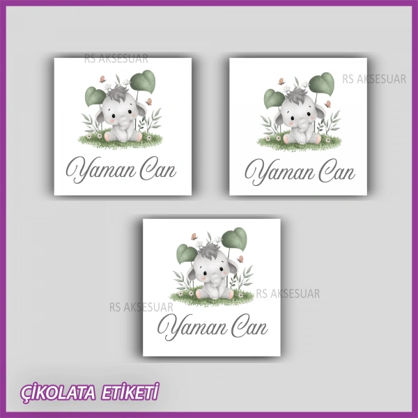 48 Adet - Bebek Çikolata İsim Etiketi - Sticker - CE144