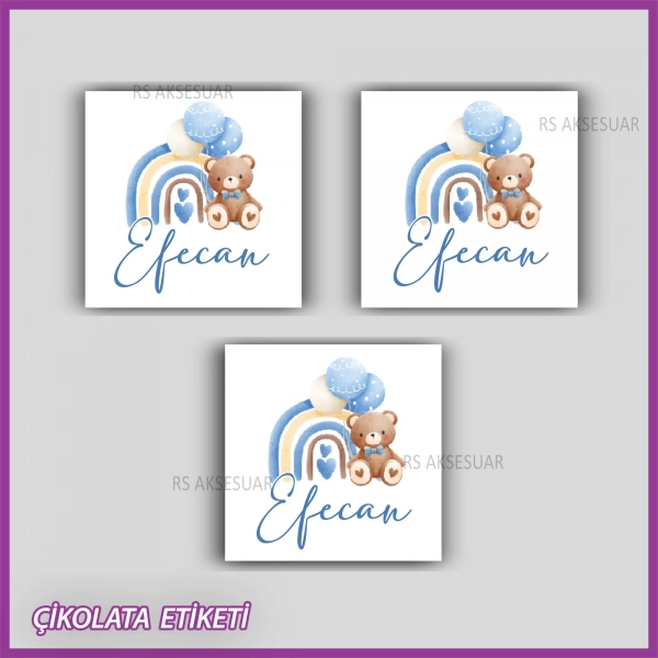 48 Adet - Bebek Çikolata İsim Etiketi - Sticker - CE153