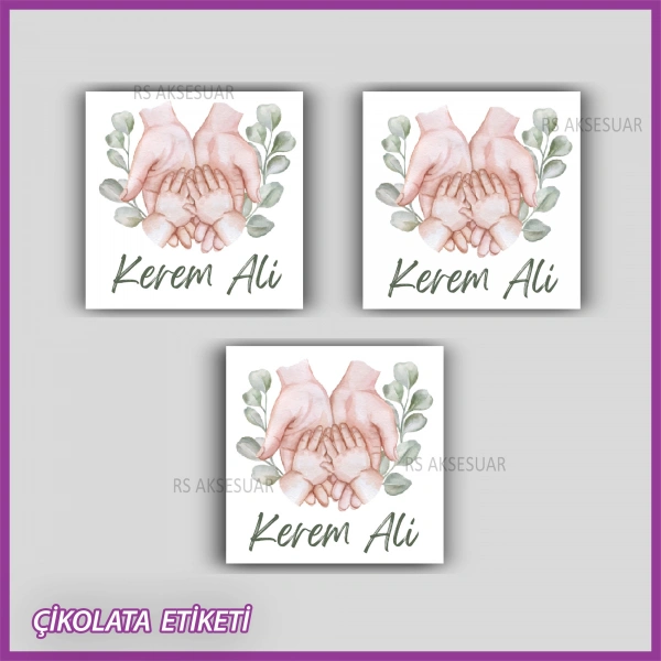 48 Adet - Bebek Çikolata İsim Etiketi - Sticker - CE157