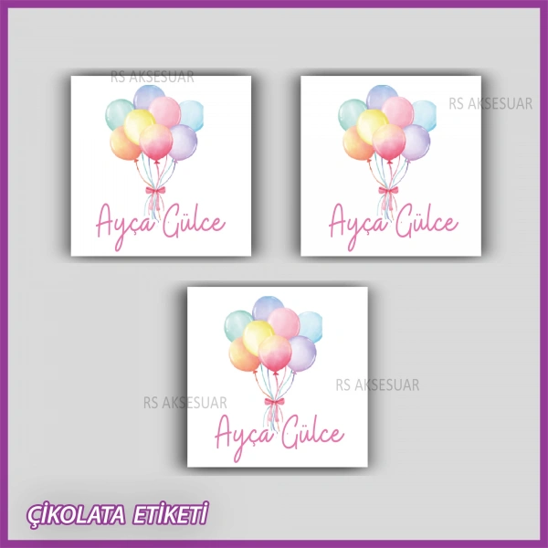 48 Adet - Bebek Çikolata İsim Etiketi - Sticker - CE159