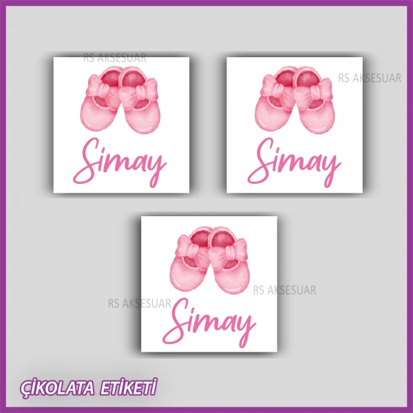 48 Adet - Bebek Çikolata İsim Etiketi - Sticker - CE165