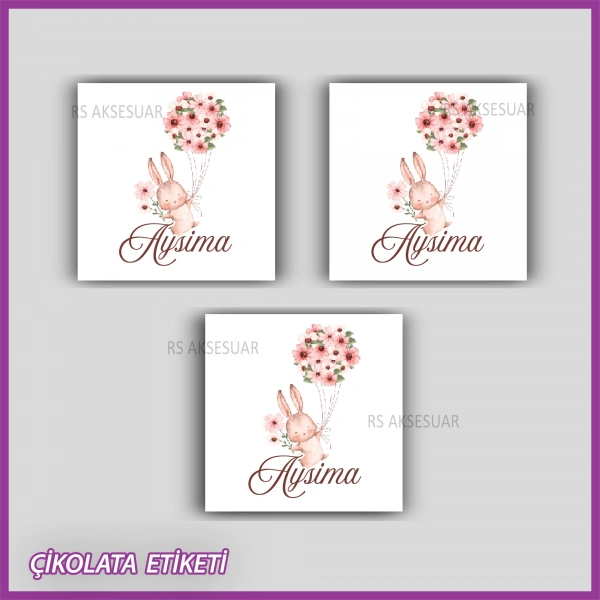 48 Adet - Bebek Çikolata İsim Etiketi - Sticker - CE169