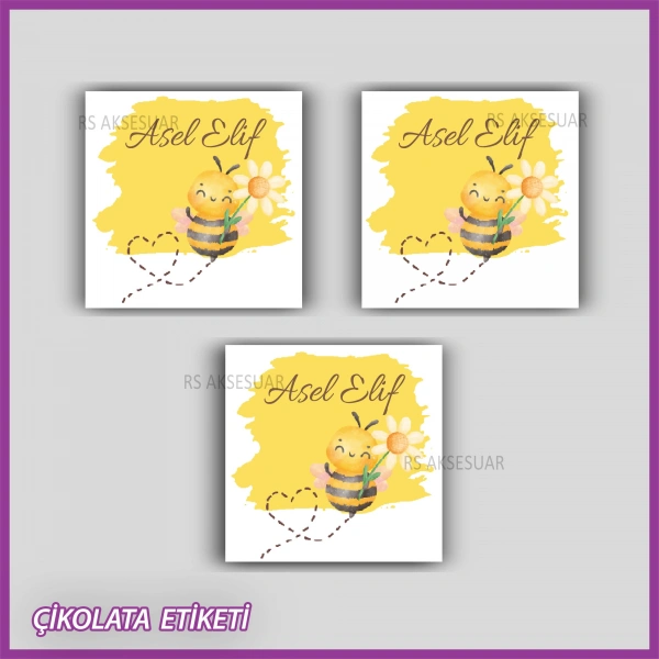 48 Adet - Bebek Çikolata İsim Etiketi - Sticker - CE171
