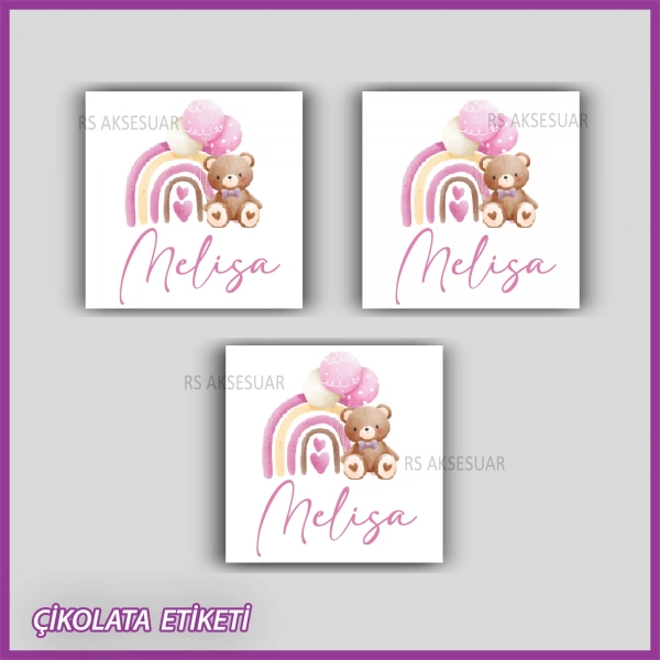 48 Adet - Bebek Çikolata İsim Etiketi - Sticker - CE179