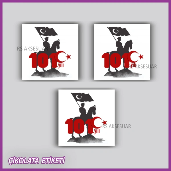 48 Adet - Cumhuriyet Bayramı Çikolata İsim Etiketi - Sticker