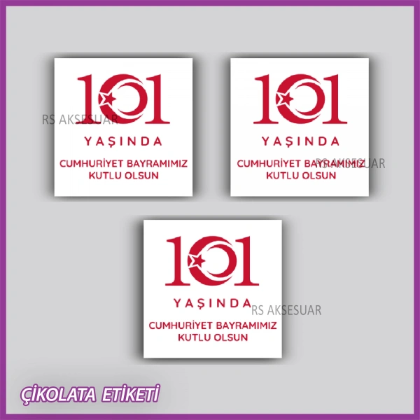 48 Adet - Cumhuriyet Bayramı Çikolata İsim Etiketi - Sticker