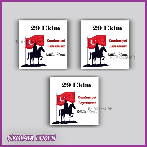 48 Adet - Cumhuriyet Bayramı Çikolata İsim Etiketi - Sticker