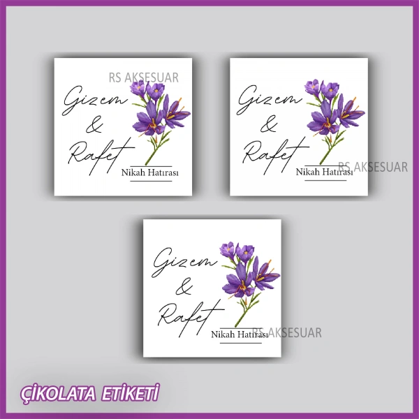 48 Adet - Nikah Nişan Söz Çikolata İsim Etiketi - Sticker - rs5543