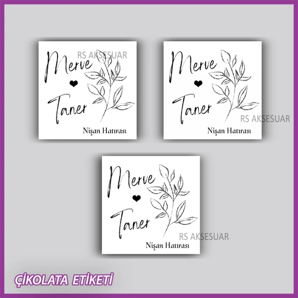 48 Adet - Nikah Nişan Söz Çikolata İsim Etiketi - Sticker