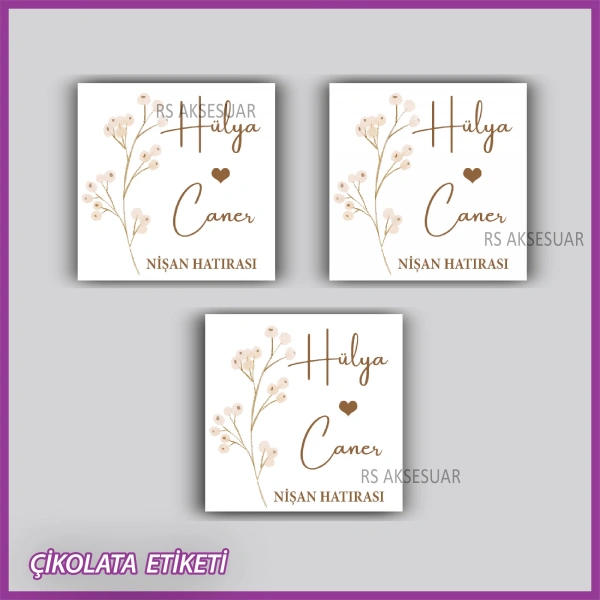 48 Adet - Nikah Nişan Söz Çikolata İsim Etiketi - Sticker - rs5540