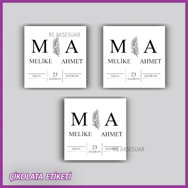 48 Adet - Nikah Nişan Söz Çikolata İsim Etiketi - Sticker - rs5537