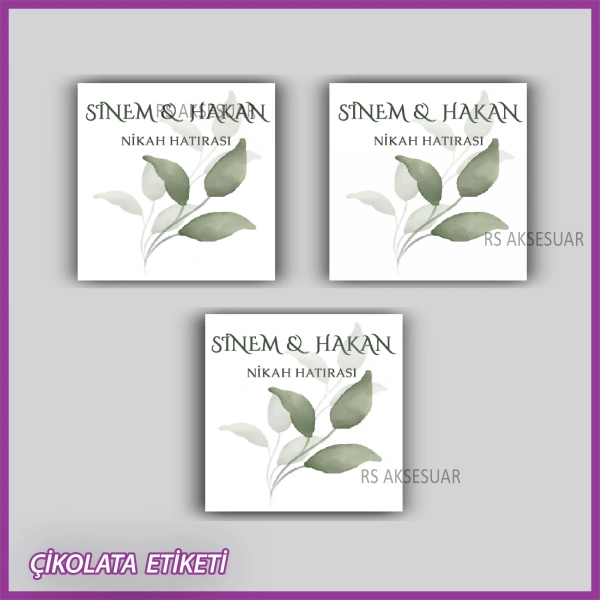 48 Adet - Nikah Nişan Söz Çikolata İsim Etiketi - Sticker - rs5545