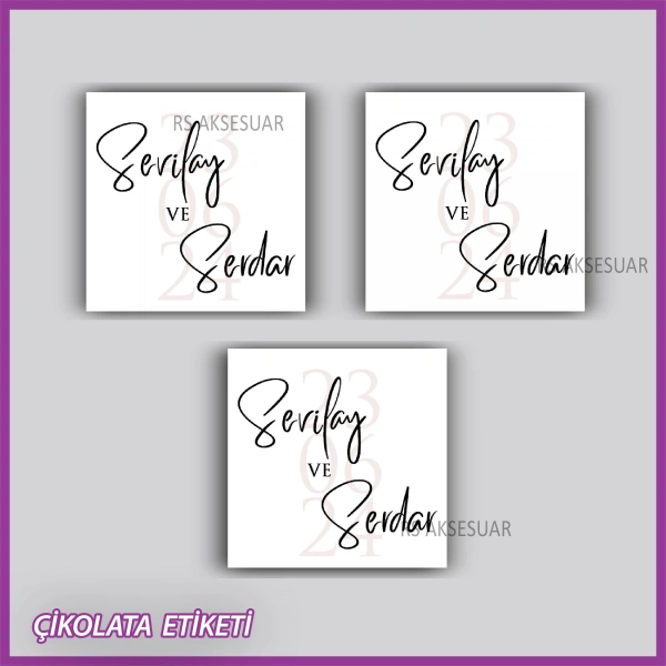 48 Adet - Nikah Nişan Söz Çikolata İsim Etiketi - Sticker - rs5539