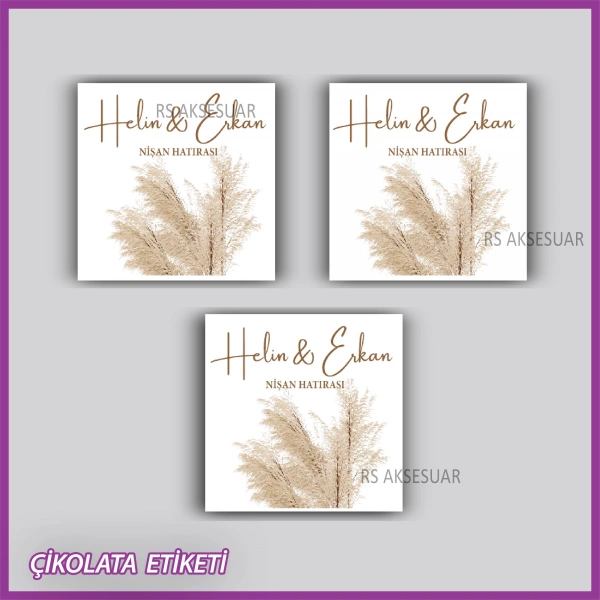 48 Adet - Nikah Nişan Söz Çikolata İsim Etiketi - Sticker - rs5541