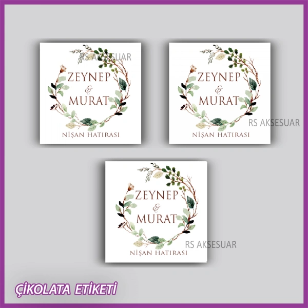 48 Adet - Nikah Nişan Söz Çikolata İsim Etiketi - Sticker - rs5544