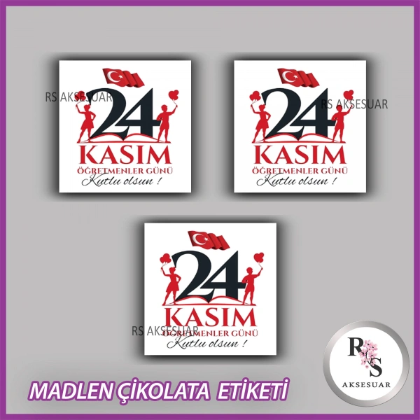 48 Adet - Öğretmenler Günü Çikolata İsim Etiketi - Sticker - CE55