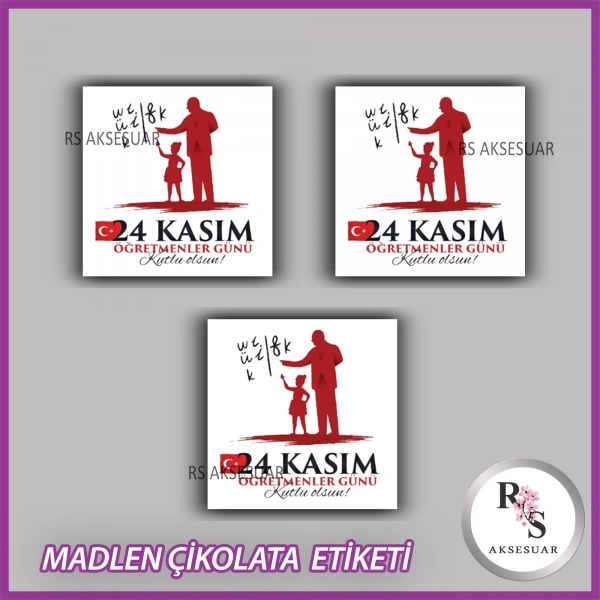 48 Adet - Öğretmenler Günü Çikolata İsim Etiketi - Sticker - CE56