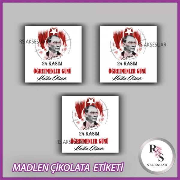 48 Adet - Öğretmenler Günü Çikolata İsim Etiketi - Sticker - CE57