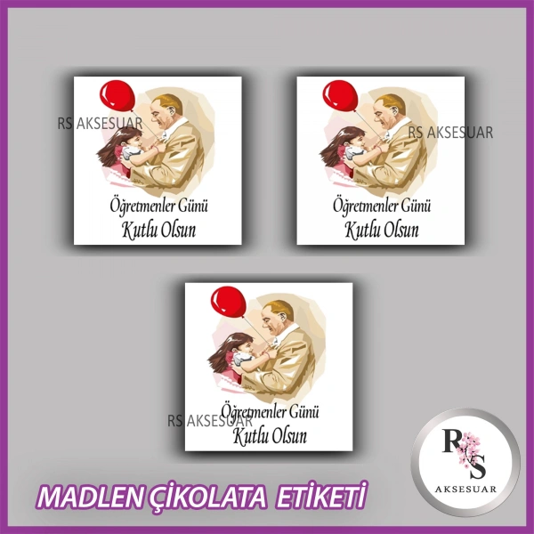 48 Adet - Öğretmenler Günü Çikolata İsim Etiketi - Sticker - CE59