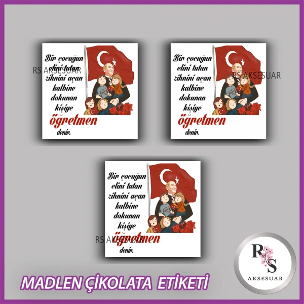 48 Adet - Öğretmenler Günü Çikolata İsim Etiketi - Sticker - CE60