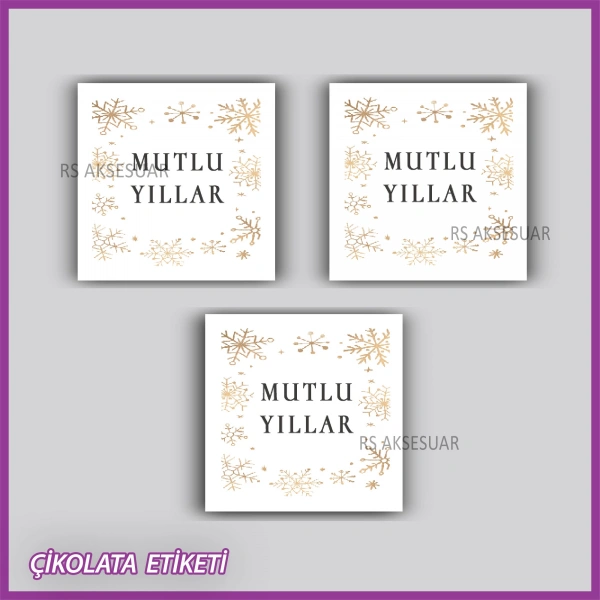 48 Adet - Yılbaşı Çikolata İsim Etiketi - Sticker