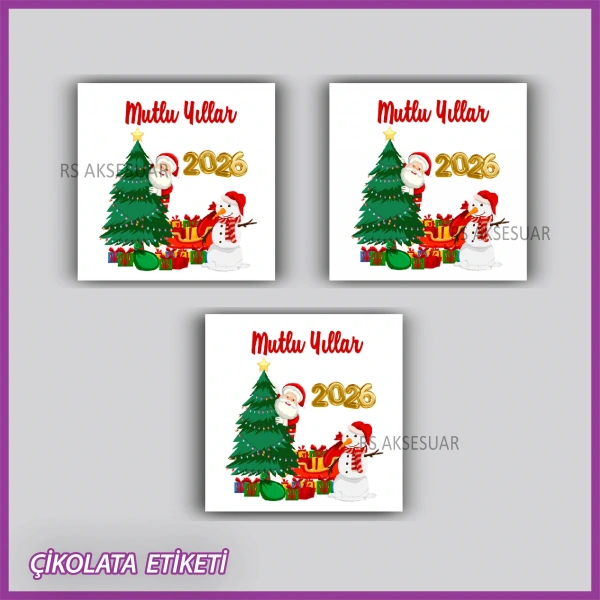 48 Adet - Yılbaşı Çikolata İsim Etiketi - Sticker